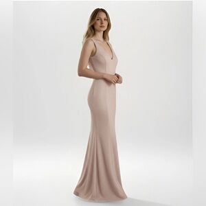 Xtraordinary Sz 5 Blush Pink Glitter V-Neck Mermaid Prom Formal‎ Gown Dress